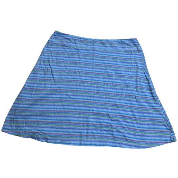 Fresh Produce Pull On Skirt Striped Cotton Knee Length Womens Sz XL USA Blue - Picture 5 of 7